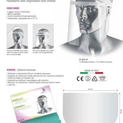 Maschera-visiera protettiva “visor” reclinabile certificata v-iii + 12 schermi ricambio
