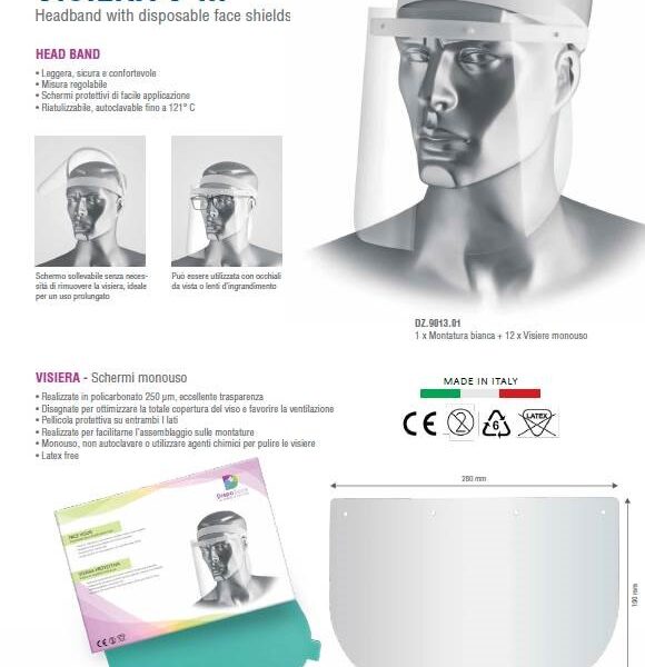Maschera-visiera protettiva “visor” reclinabile certificata v-iii + 12 schermi ricambio
